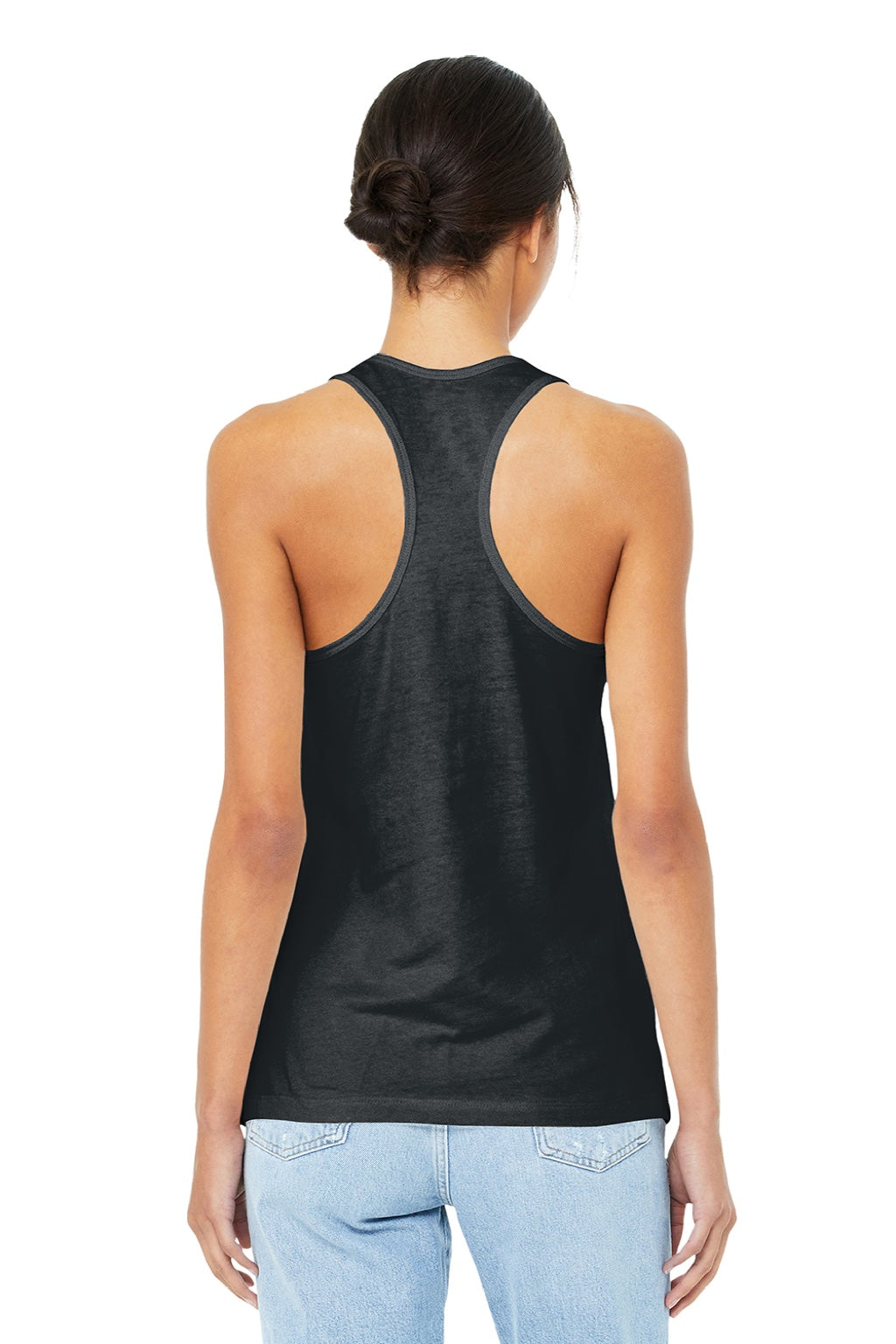 Bella + Canvas BC6008/6008 Womens Jersey Tank Top Heather Dark Grey Model Back