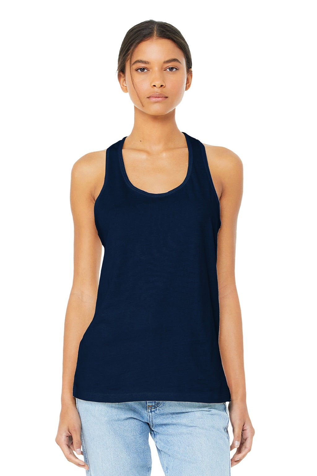 Bella + Canvas BC6008/6008 Womens Jersey Tank Top Navy Blue Model Front