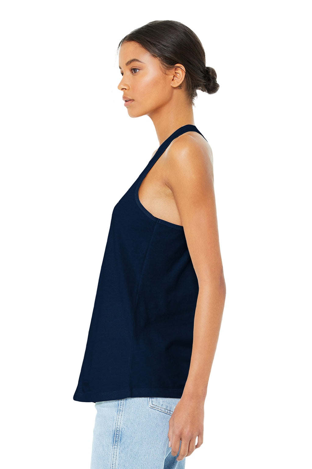 Bella + Canvas BC6008/6008 Womens Jersey Tank Top Navy Blue Model Side