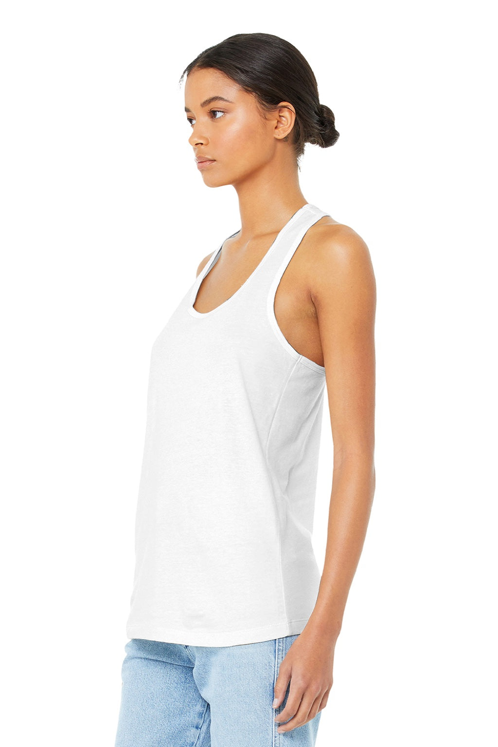Bella + Canvas BC6008/6008 Womens Jersey Tank Top White Model 3Q