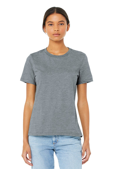 Bella + Canvas BC6400/B6400/6400 Womens Relaxed Jersey Short Sleeve Crewneck T-Shirt Athletic Grey Model Front