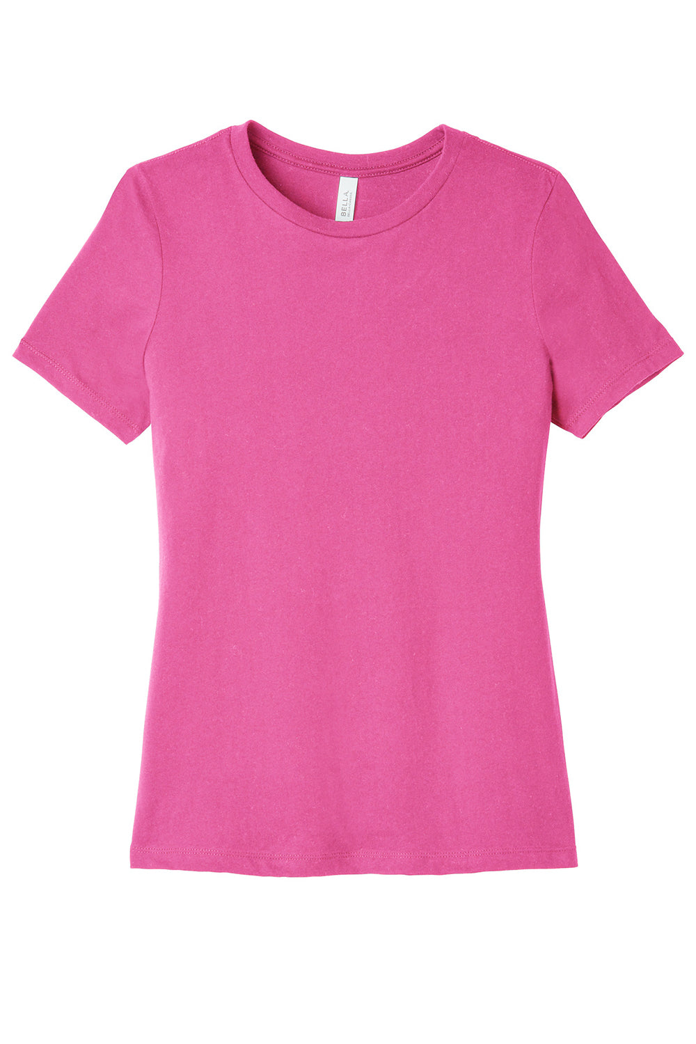 Bella + Canvas BC6400/B6400/6400 Womens Relaxed Jersey Short Sleeve Crewneck T-Shirt Charity Pink Flat Front