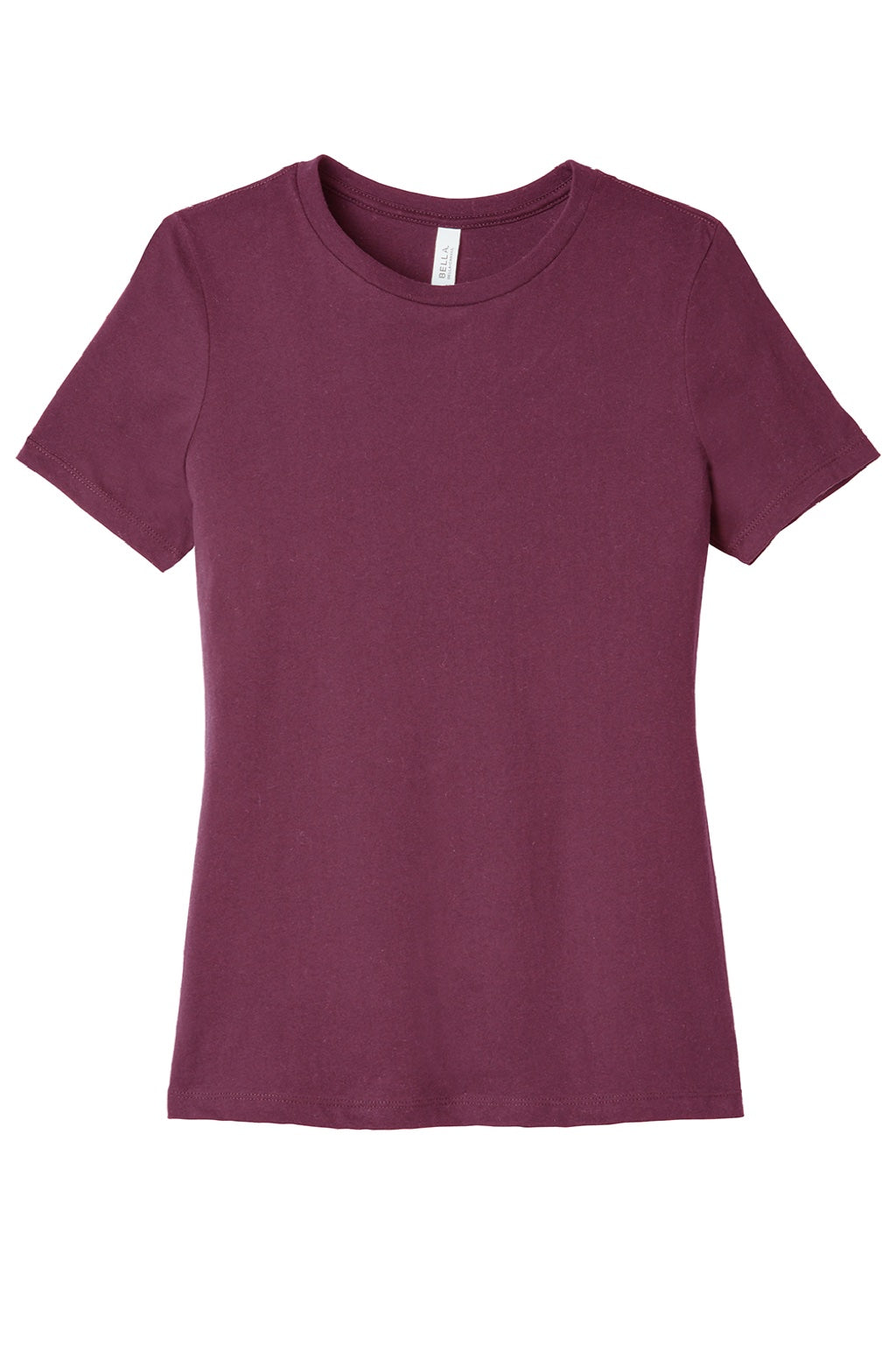 Bella + Canvas BC6400/6400 Womens Relaxed Jersey Short Sleeve Crewneck T-Shirt Maroon Flat Front