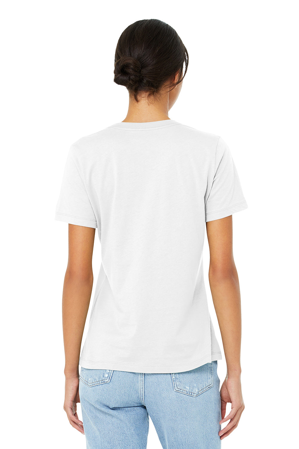 Bella + Canvas BC6400CVC/6400CVC Womens CVC Short Sleeve Crewneck T-Shirt Solid White Model Back