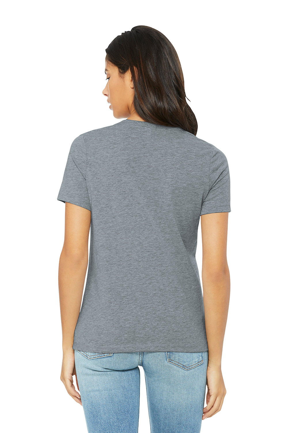 Bella + Canvas BC6400CVC/6400CVC Womens CVC Short Sleeve Crewneck T-Shirt Heather Grey Model Back