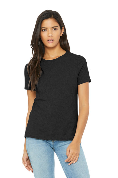 Bella + Canvas BC6400CVC/6400CVC Womens CVC Short Sleeve Crewneck T-Shirt Heather Black Model Front