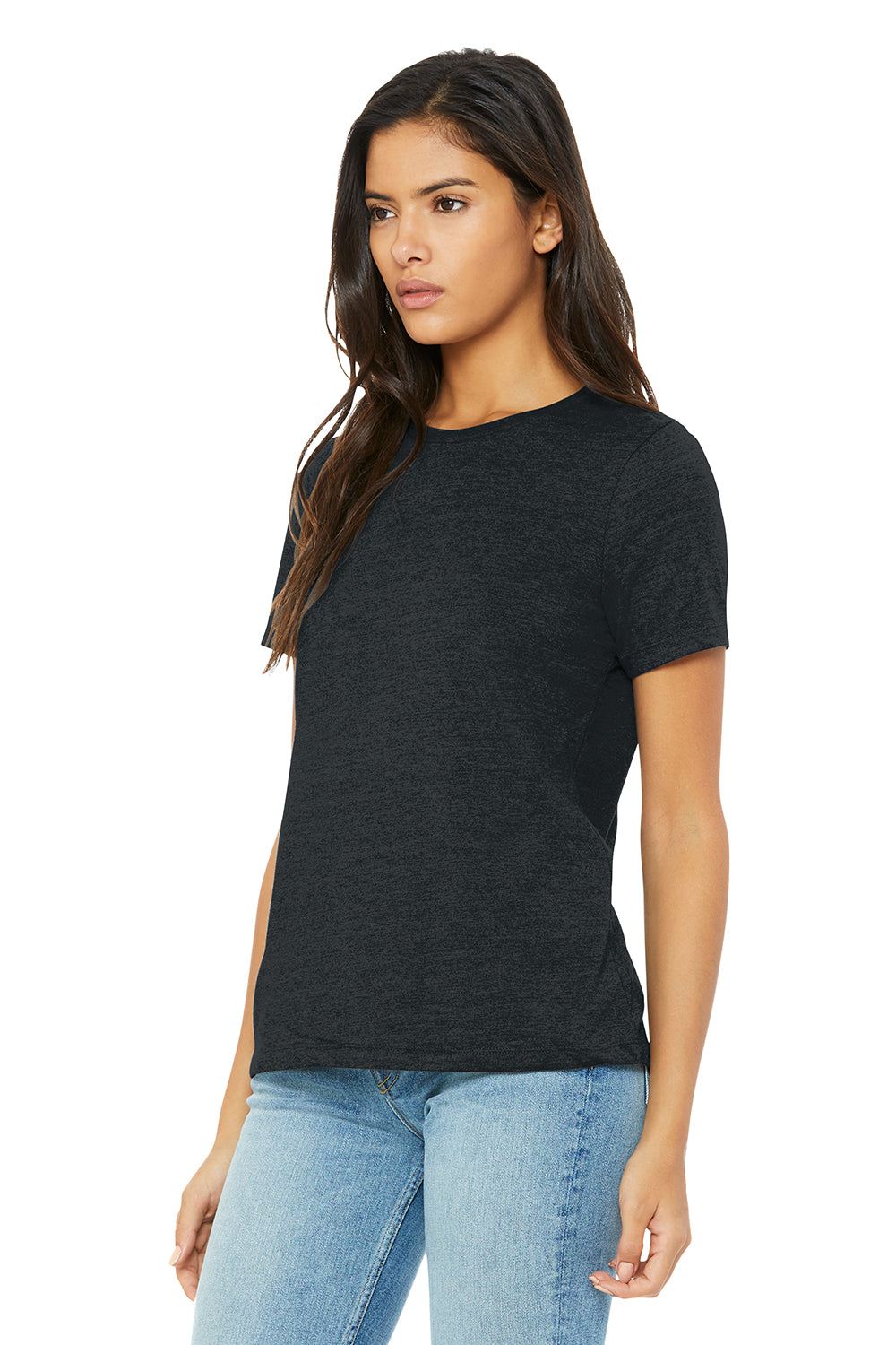 Bella + Canvas BC6400CVC/6400CVC Womens CVC Short Sleeve Crewneck T-Shirt Heather Dark Grey Model 3Q