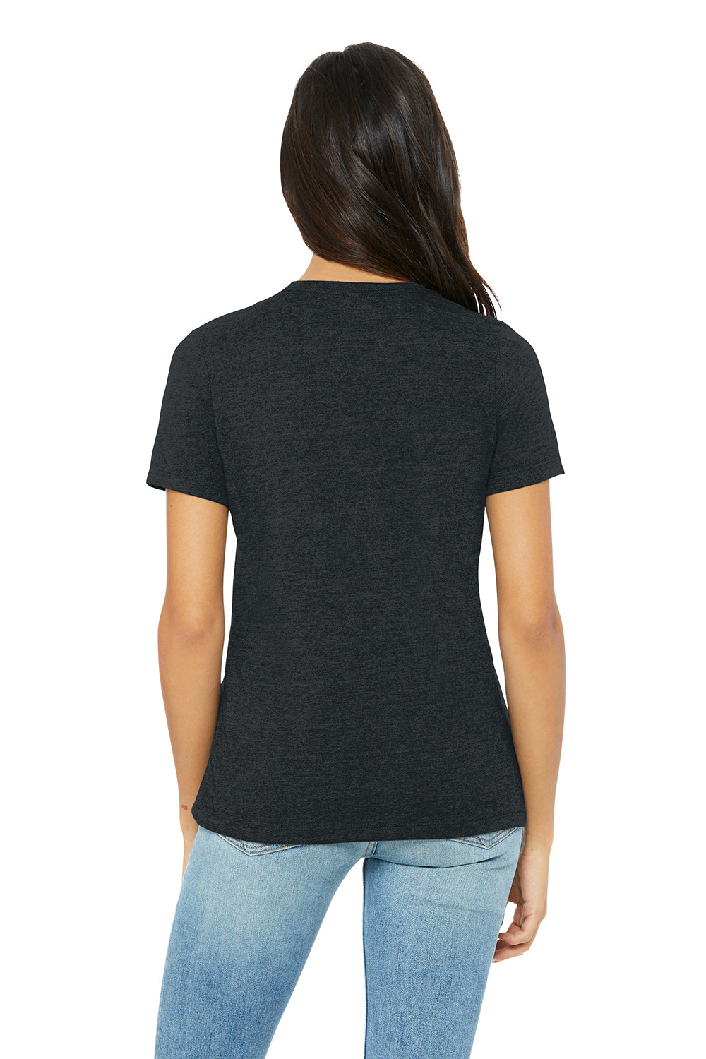 Bella + Canvas BC6400CVC/6400CVC Womens CVC Short Sleeve Crewneck T-Shirt Heather Dark Grey Model Back