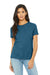 Bella + Canvas BC6400CVC/6400CVC Womens CVC Short Sleeve Crewneck T-Shirt Heather Deep Teal Blue Model Front