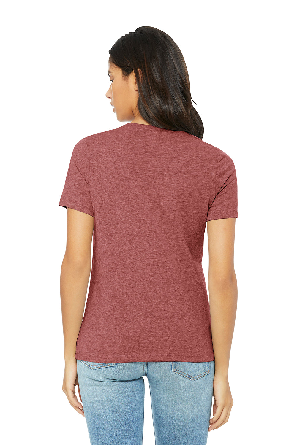 Bella + Canvas BC6400CVC/6400CVC Womens CVC Short Sleeve Crewneck T-Shirt Heather Mauve Model Back