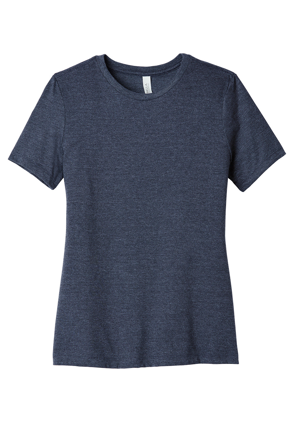 Bella + Canvas BC6400CVC/6400CVC Womens CVC Short Sleeve Crewneck T-Shirt Heather Navy Blue Flat Front