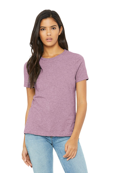 Bella + Canvas BC6400CVC/6400CVC Womens CVC Short Sleeve Crewneck T-Shirt Heather Prism Lilac Purple Model Front