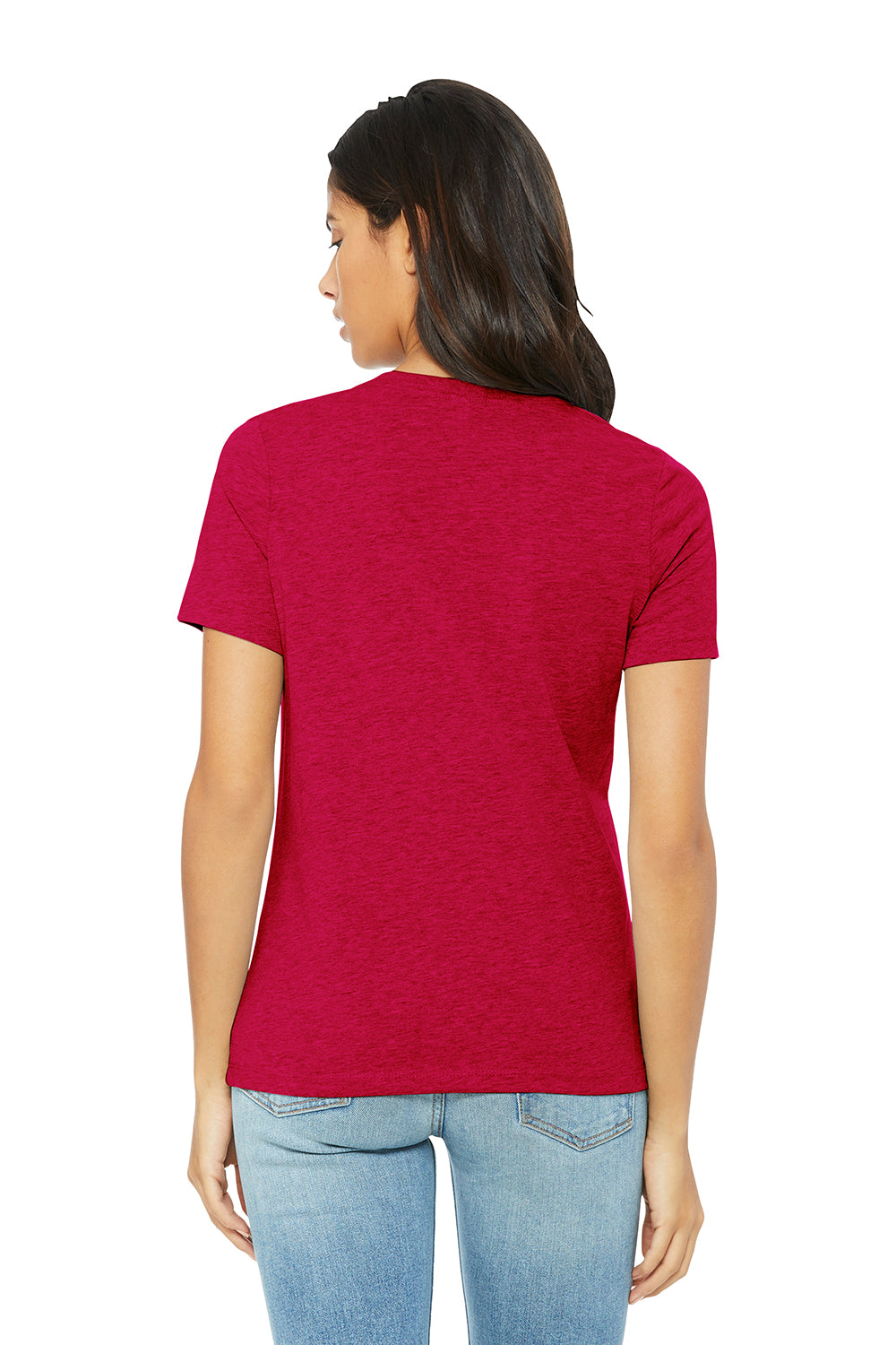 Bella + Canvas BC6400CVC/6400CVC Womens CVC Short Sleeve Crewneck T-Shirt Heather Red Model Back