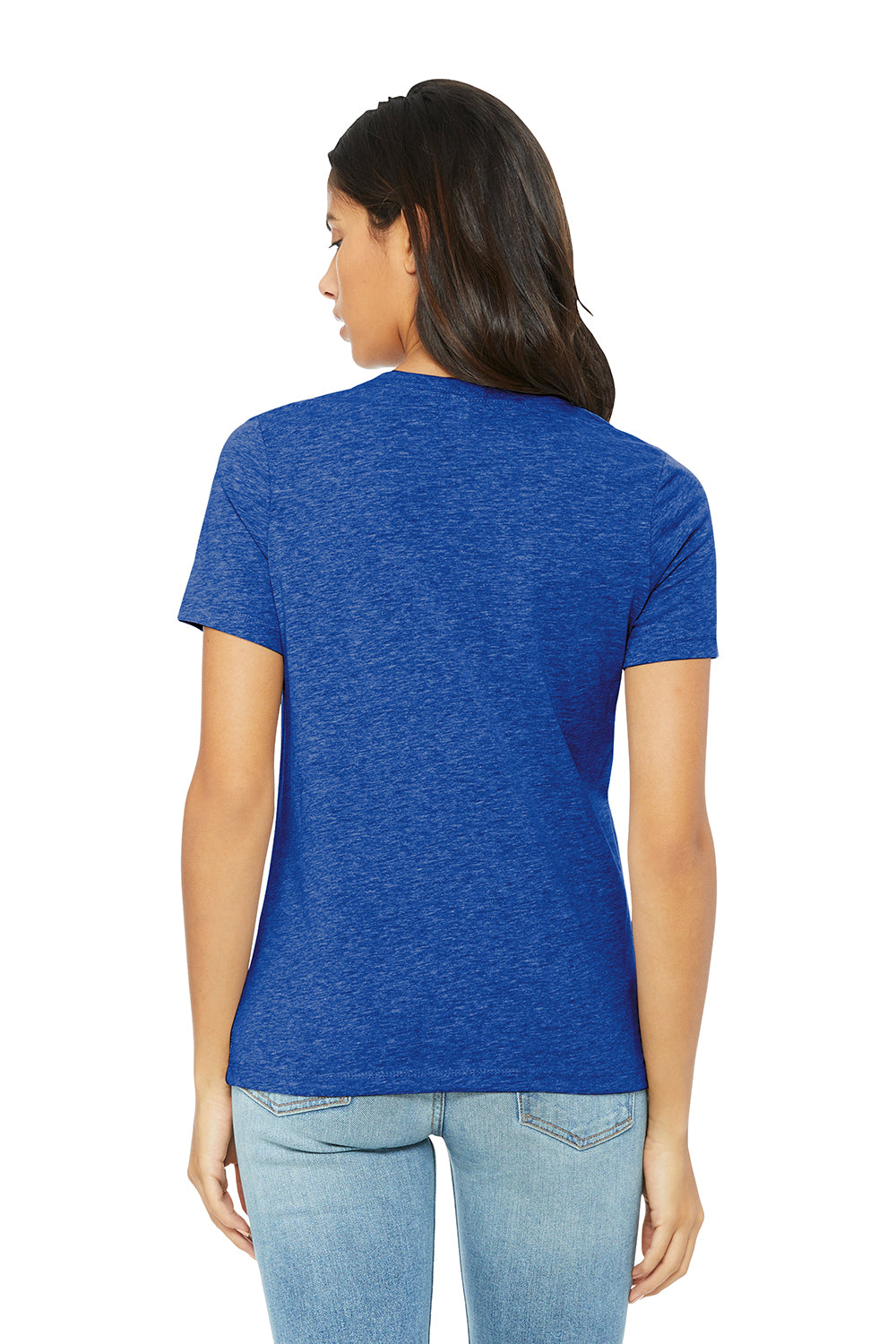Bella + Canvas BC6400CVC/6400CVC Womens CVC Short Sleeve Crewneck T-Shirt Heather True Royal Blue Model Back