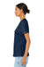 Bella + Canvas BC6405/6405 Womens Relaxed Jersey Short Sleeve V-Neck T-Shirt Navy Blue Model Side