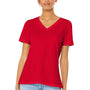 Bella + Canvas Womens Relaxed Jersey Short Sleeve V-Neck T-Shirt - Red