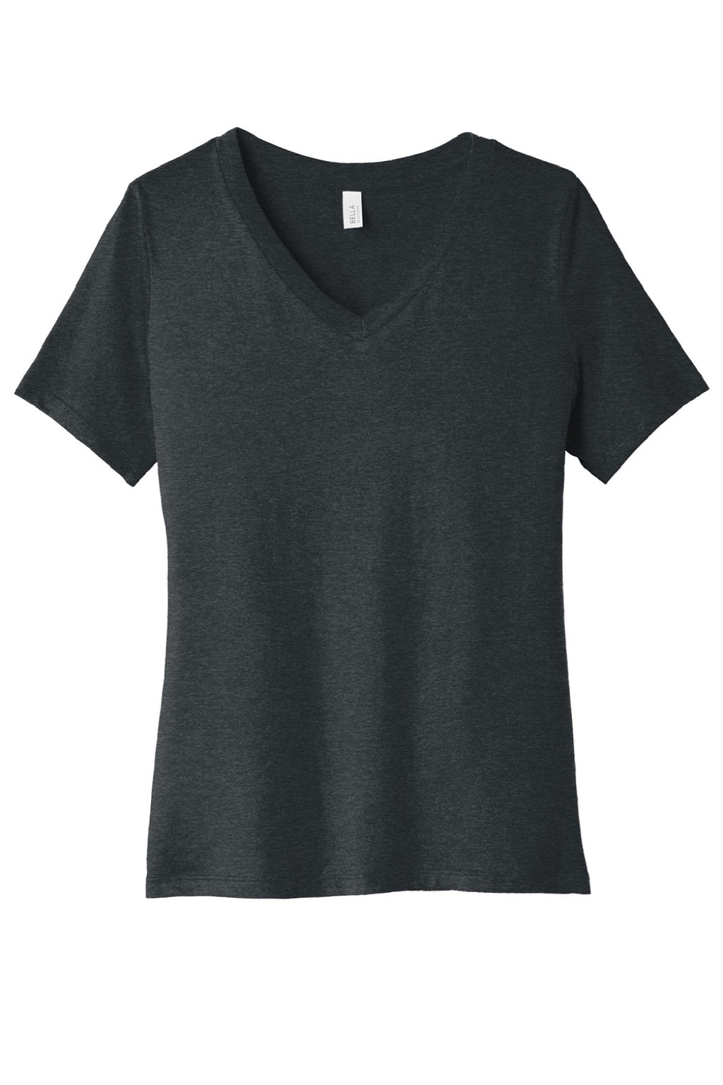 Bella + Canvas BC6405CVC/6405CVC Womens CVC Short Sleeve V-Neck T-Shirt Heather Dark Grey Flat Front