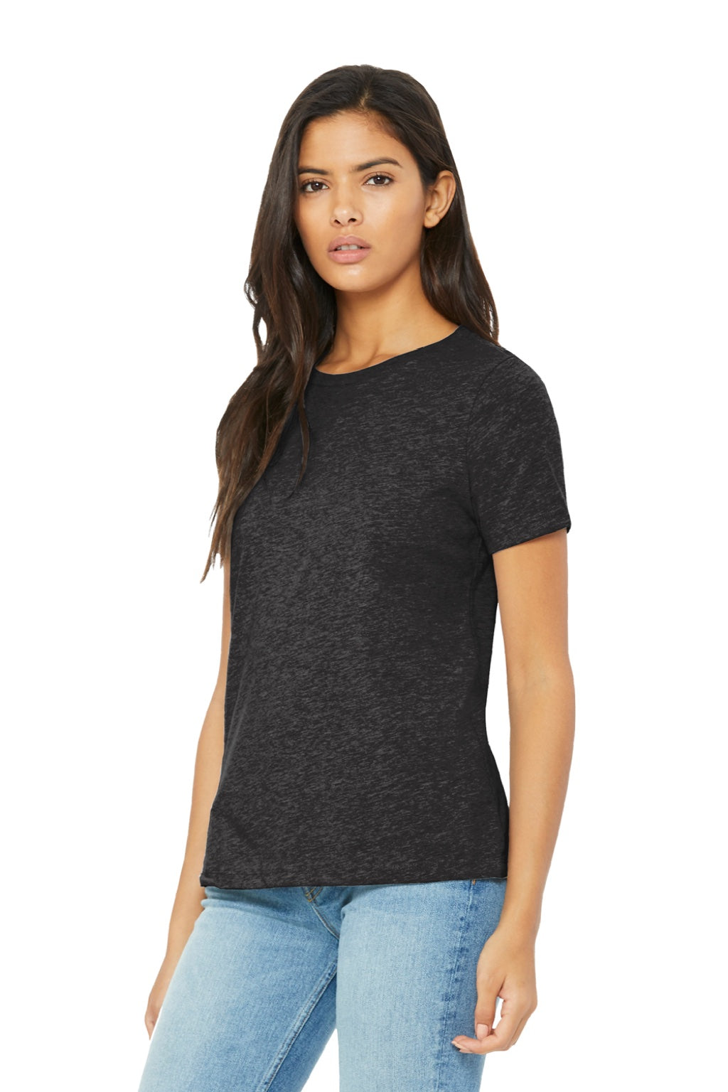 Bella + Canvas BC6413/6413 Womens Short Sleeve Crewneck T-Shirt Charcoal Black Model 3Q