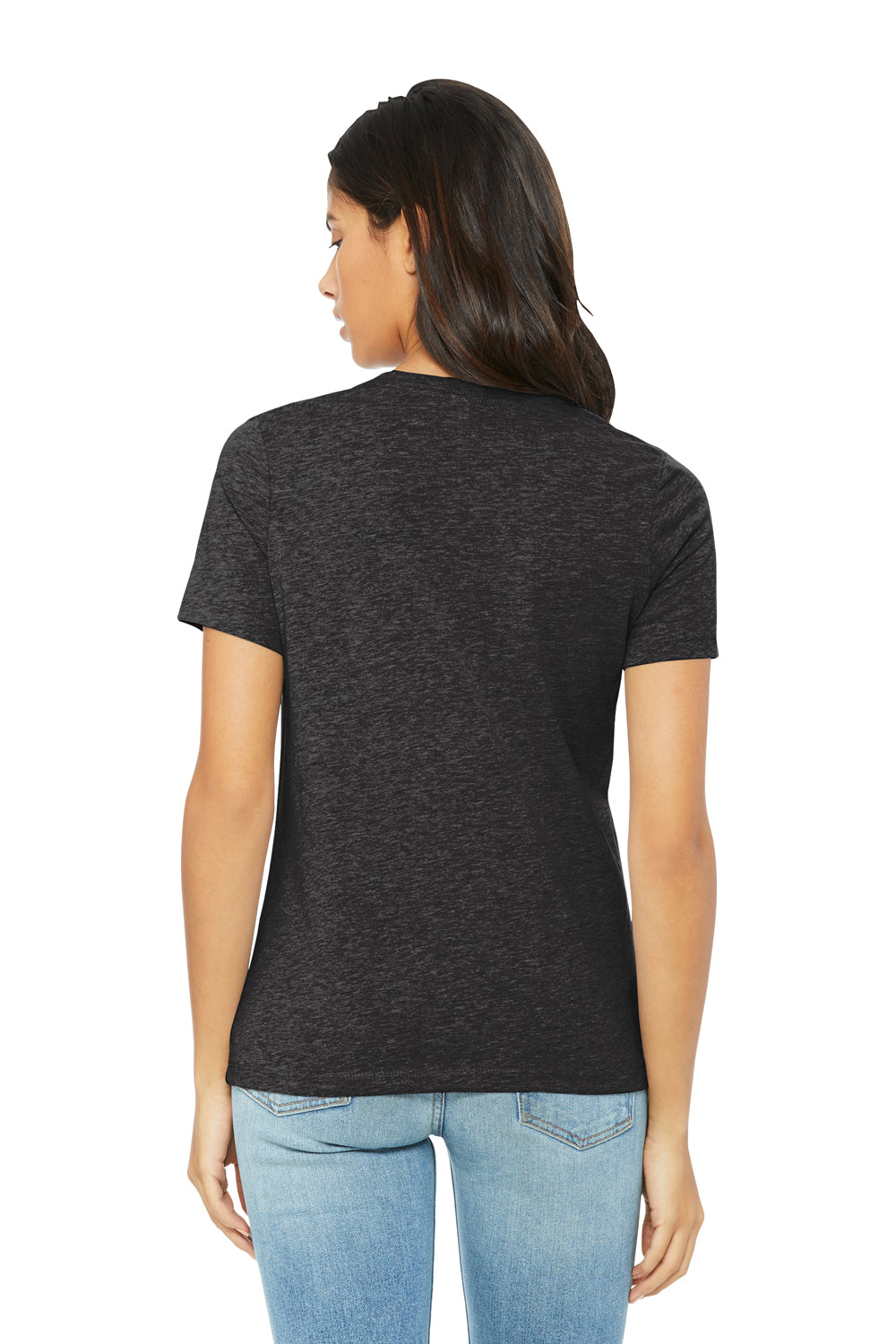 Bella + Canvas BC6413 Womens Short Sleeve Crewneck T-Shirt Charcoal Black Model Back