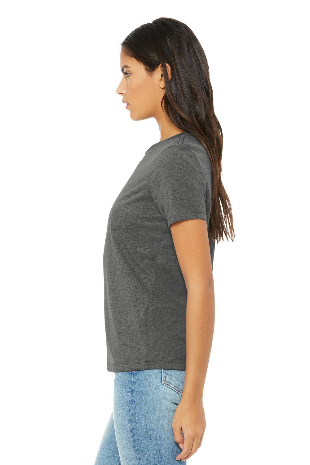 Bella + Canvas BC6413 Womens Short Sleeve Crewneck T-Shirt Grey Model Side