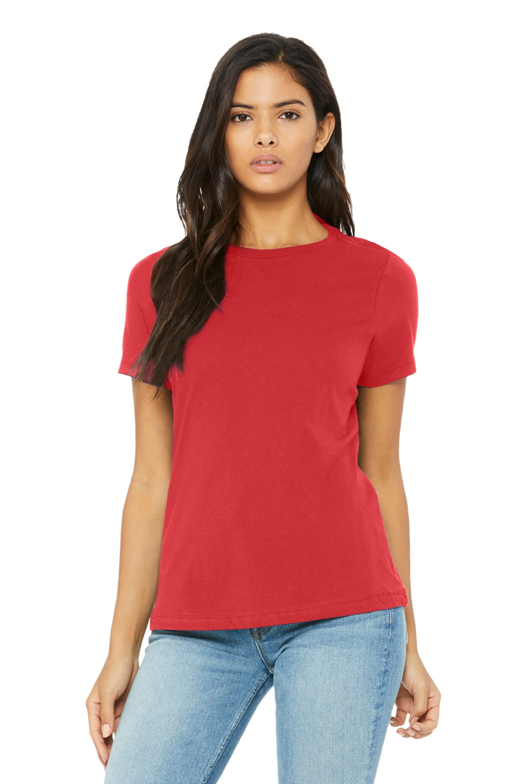 Bella + Canvas BC6413/6413 Womens Short Sleeve Crewneck T-Shirt Red Model Front