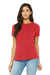 Bella + Canvas BC6413 Womens Short Sleeve Crewneck T-Shirt Red Model Front