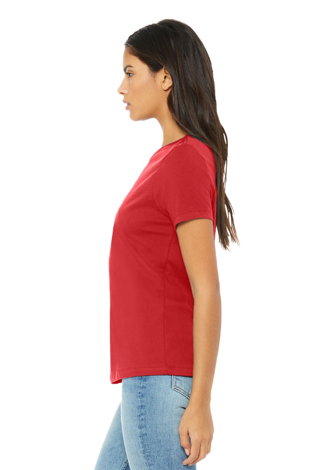 Bella + Canvas BC6413/6413 Womens Short Sleeve Crewneck T-Shirt Red Model Side