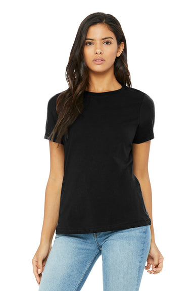 Bella + Canvas BC6413 Womens Short Sleeve Crewneck T-Shirt Black Model Front