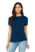 Bella + Canvas BC6413/6413 Womens Short Sleeve Crewneck T-Shirt Solid Navy Blue Model Front