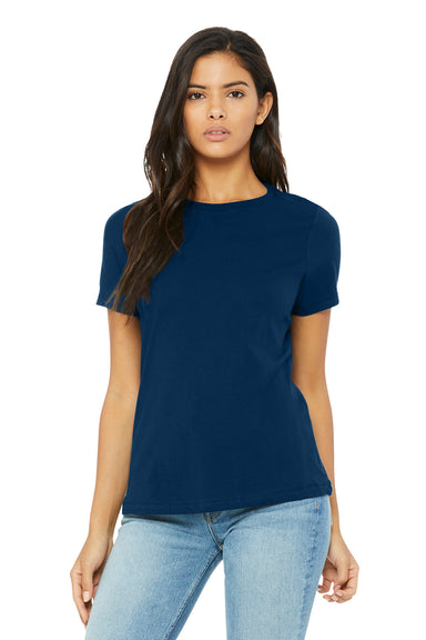 Bella + Canvas BC6413 Womens Short Sleeve Crewneck T-Shirt Solid Navy Blue Model Front