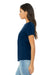 Bella + Canvas BC6413 Womens Short Sleeve Crewneck T-Shirt Solid Navy Blue Model Side