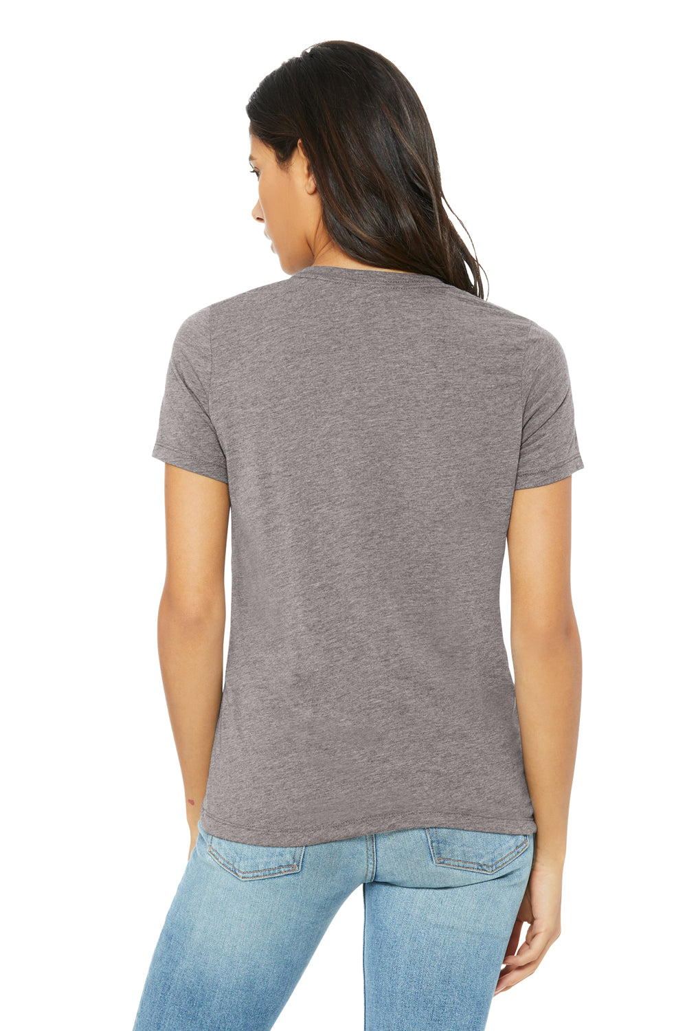 Bella + Canvas BC6413 Womens Short Sleeve Crewneck T-Shirt Storm Grey Model Back