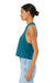 Bella + Canvas BC6682/6682 Womens Cropped Tank Top Heather Deep Teal Blue Model Side