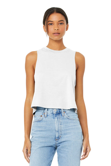 Bella + Canvas BC6682/6682 Womens Cropped Tank Top Solid White Model Front