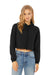 Bella + Canvas BC7502/B7502/7502 Womens Cropped Fleece Hooded Sweatshirt Hoodie Black Model Front