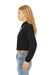 Bella + Canvas BC7502/B7502/7502 Womens Cropped Fleece Hooded Sweatshirt Hoodie Black Model Side