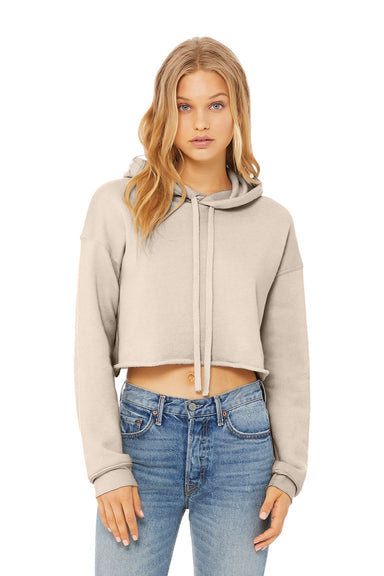 Bella + Canvas BC7502/7502 Womens Cropped Fleece Hooded Sweatshirt Hoodie Heather Dust Model Front