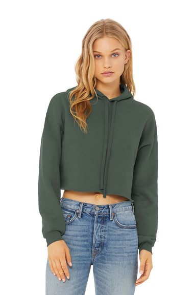 Bella + Canvas BC7502/7502 Womens Cropped Fleece Hooded Sweatshirt Hoodie Military Green Model Front