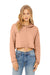 Bella + Canvas BC7502/7502 Womens Cropped Fleece Hooded Sweatshirt Hoodie Peach Model Front