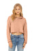 Bella + Canvas BC7502/B7502/7502 Womens Cropped Fleece Hooded Sweatshirt Hoodie Peach Model Front