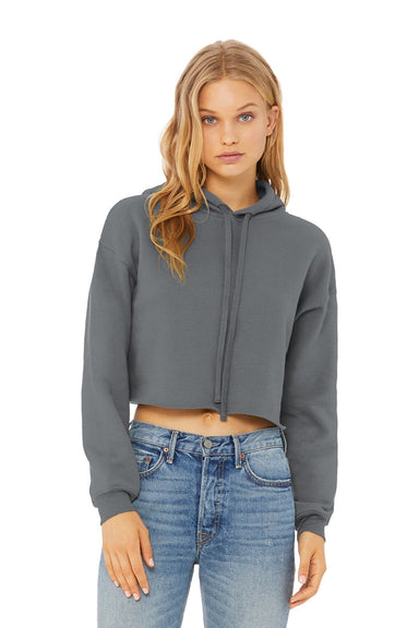 Bella + Canvas BC7502/7502 Womens Cropped Fleece Hooded Sweatshirt Hoodie Storm Grey Model Front