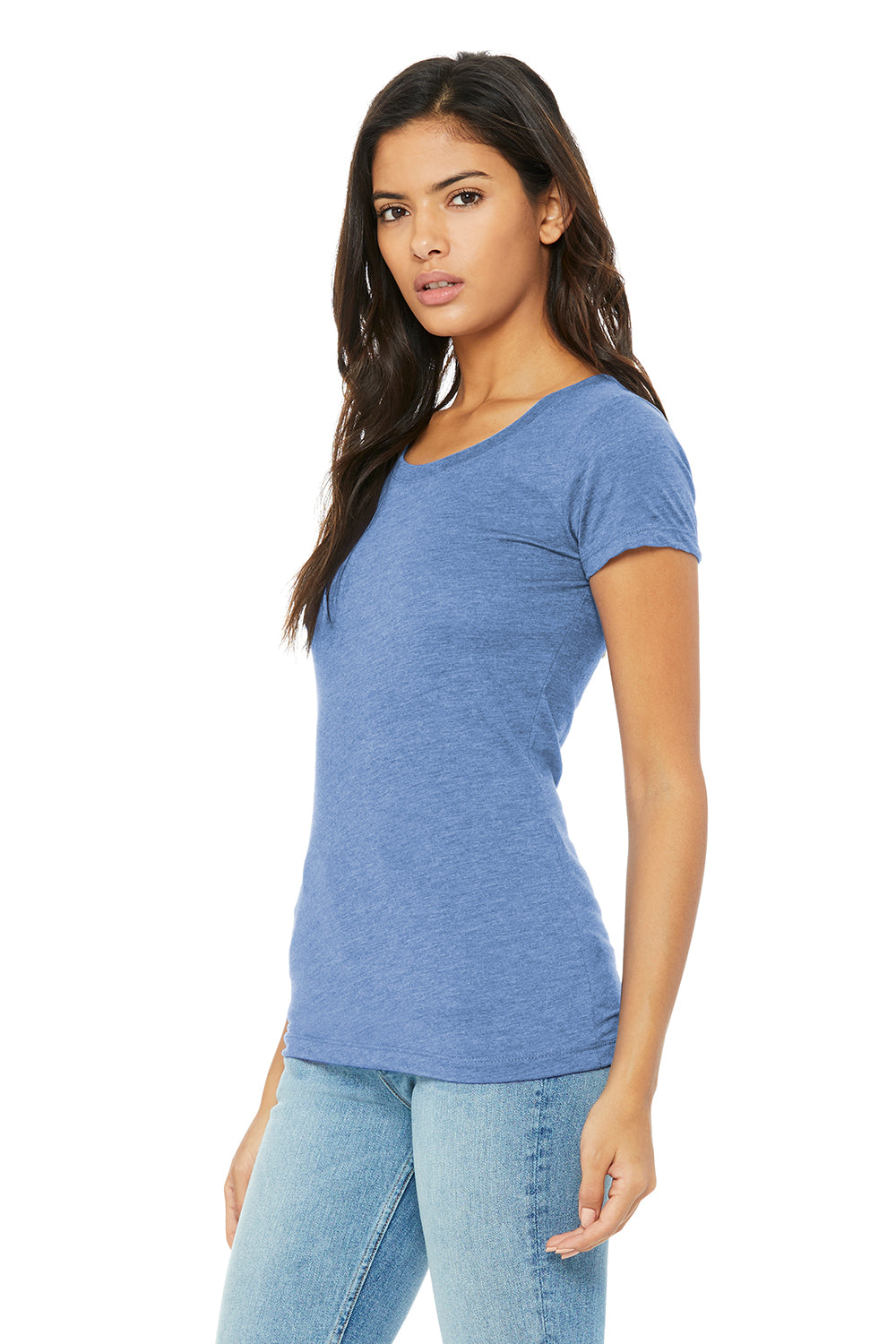 Bella + Canvas BC8413/B8413/8413 Womens Short Sleeve Crewneck T-Shirt Blue Model 3Q
