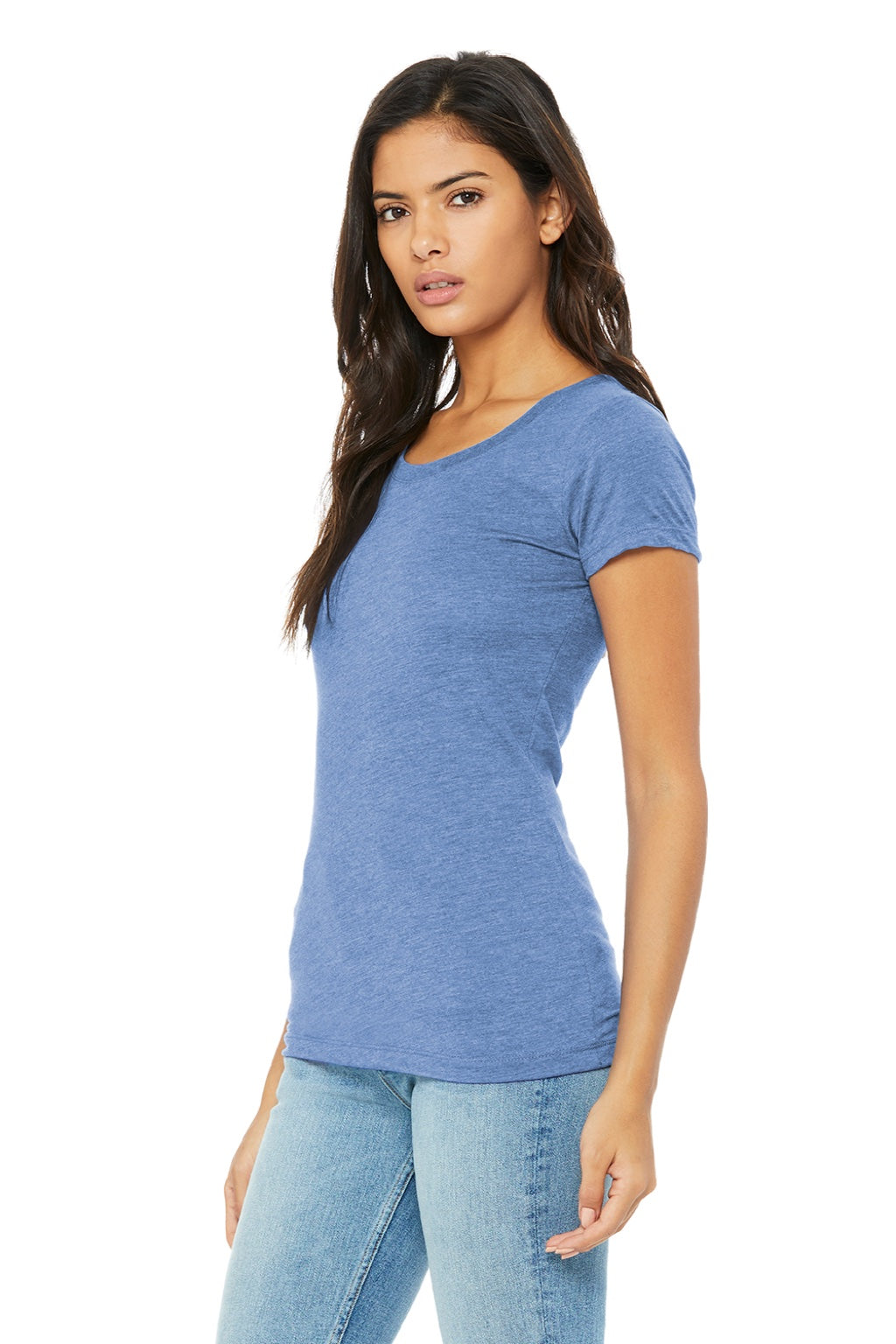 Bella + Canvas BC8413/8413 Womens Short Sleeve Crewneck T-Shirt Blue Model 3Q