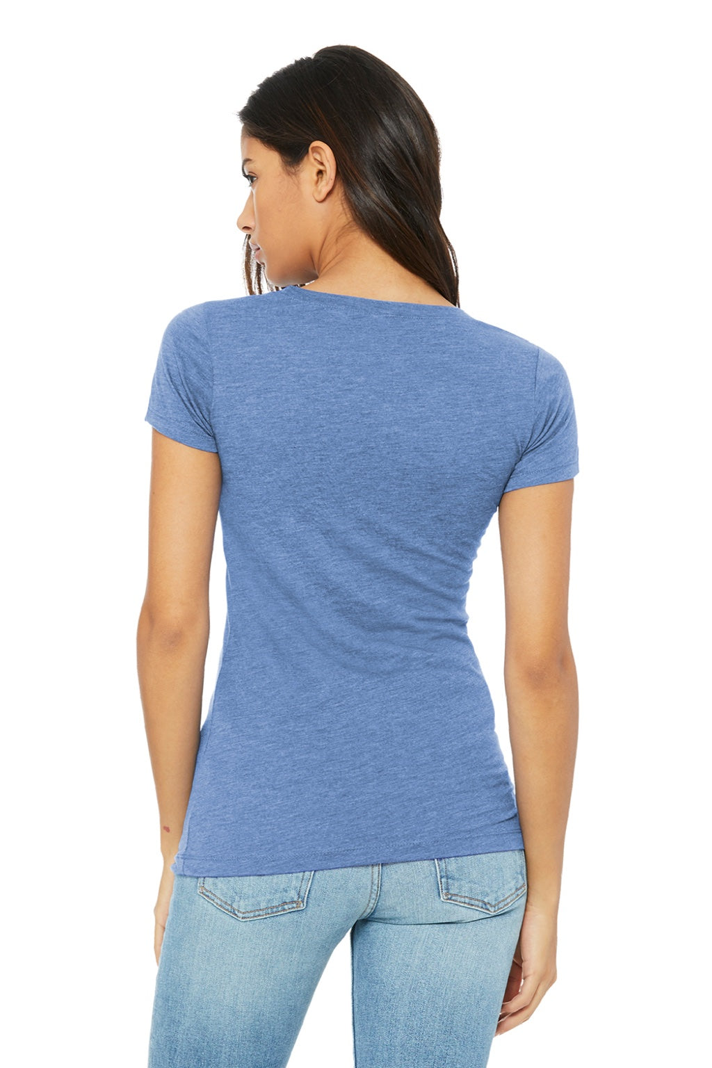Bella + Canvas BC8413/8413 Womens Short Sleeve Crewneck T-Shirt Blue Model Back