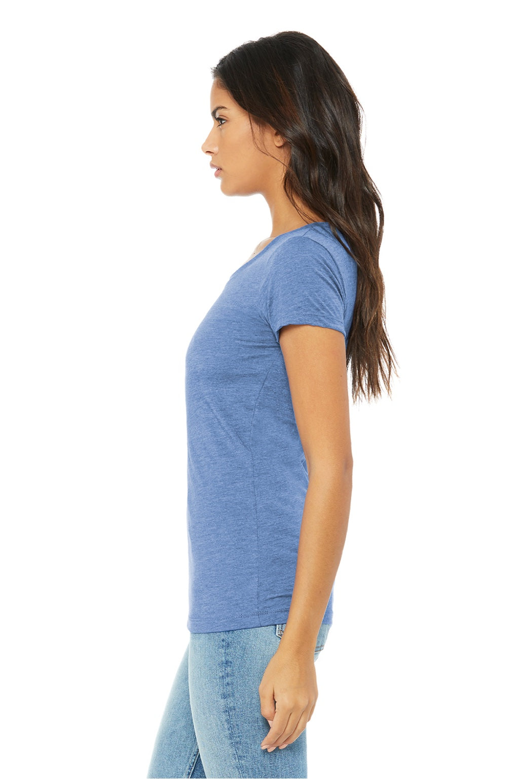 Bella + Canvas BC8413/8413 Womens Short Sleeve Crewneck T-Shirt Blue Model Side