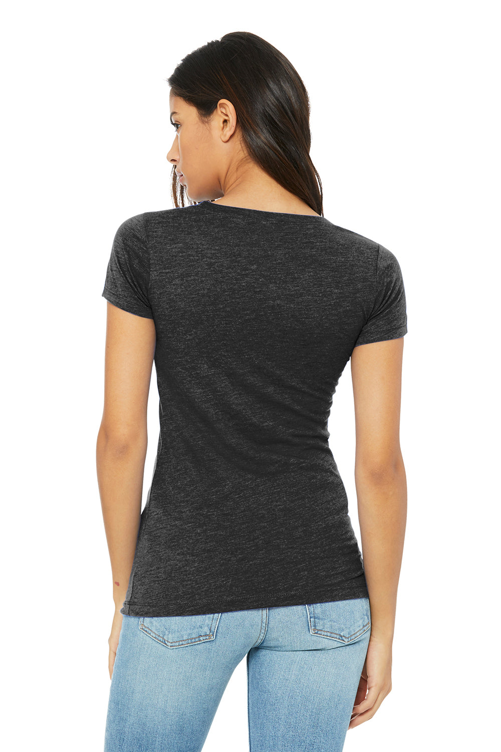 Bella + Canvas BC8413/B8413/8413 Womens Short Sleeve Crewneck T-Shirt Charcoal Black Model Back