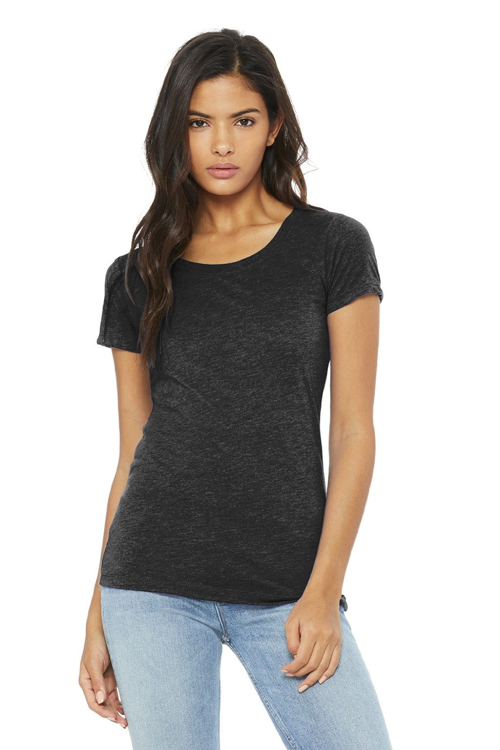 Bella + Canvas BC8413/8413 Womens Short Sleeve Crewneck T-Shirt Charcoal Black Model Front