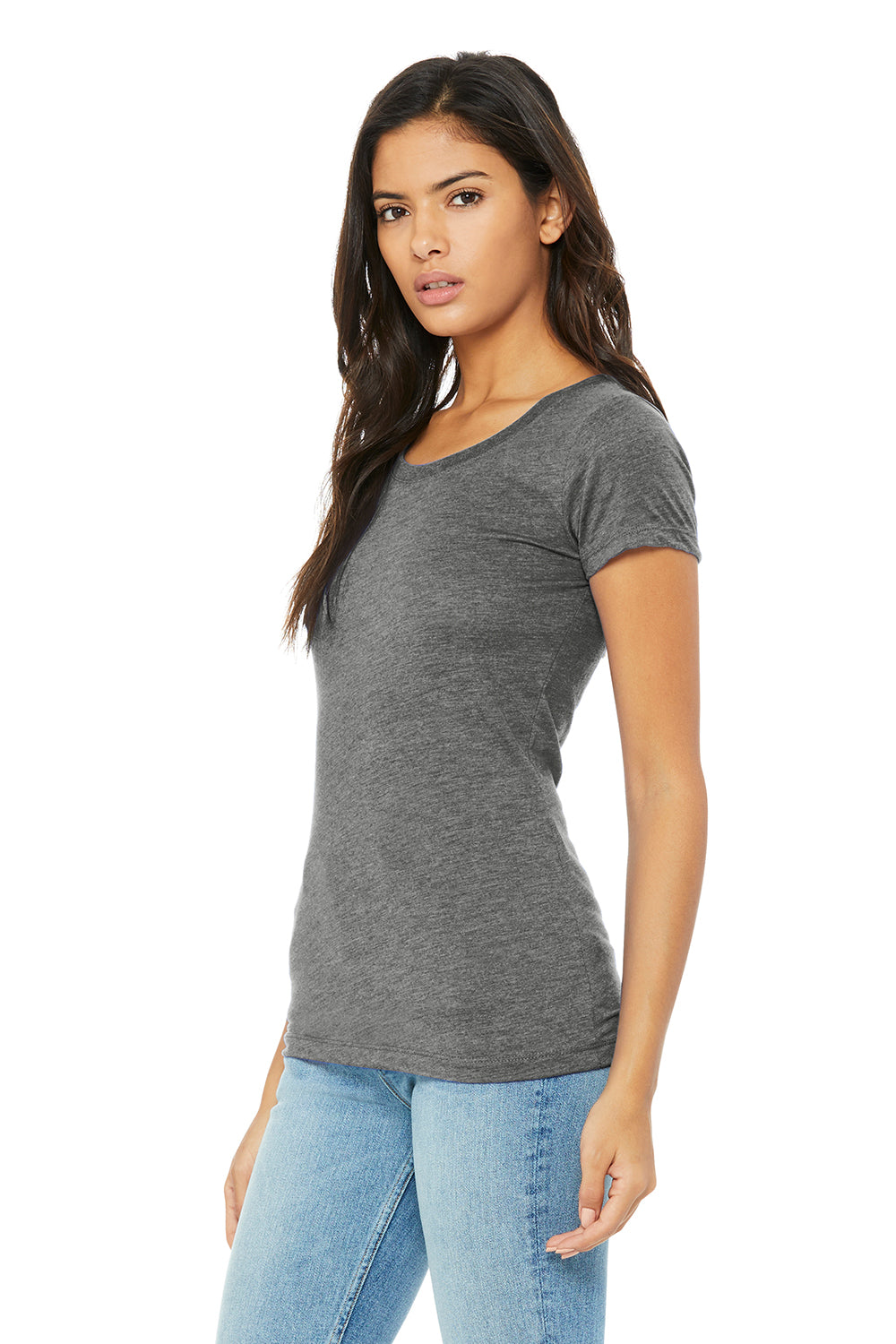 Bella + Canvas BC8413/B8413/8413 Womens Short Sleeve Crewneck T-Shirt Grey Model 3Q