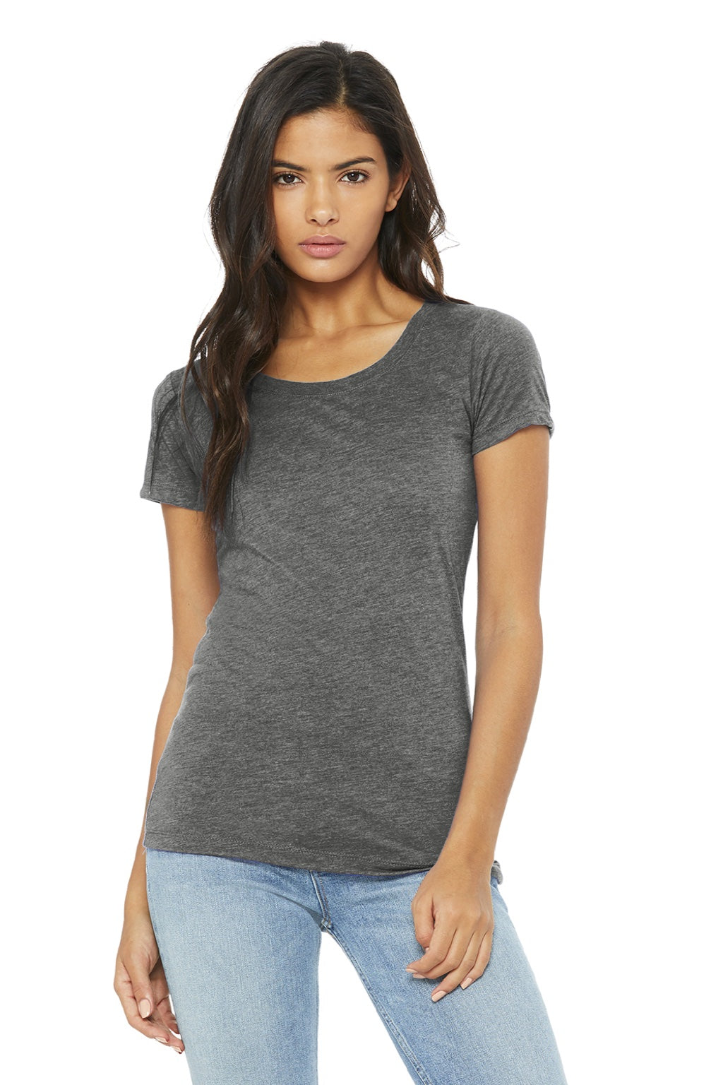 Bella + Canvas BC8413/8413 Womens Short Sleeve Crewneck T-Shirt Grey Model Front