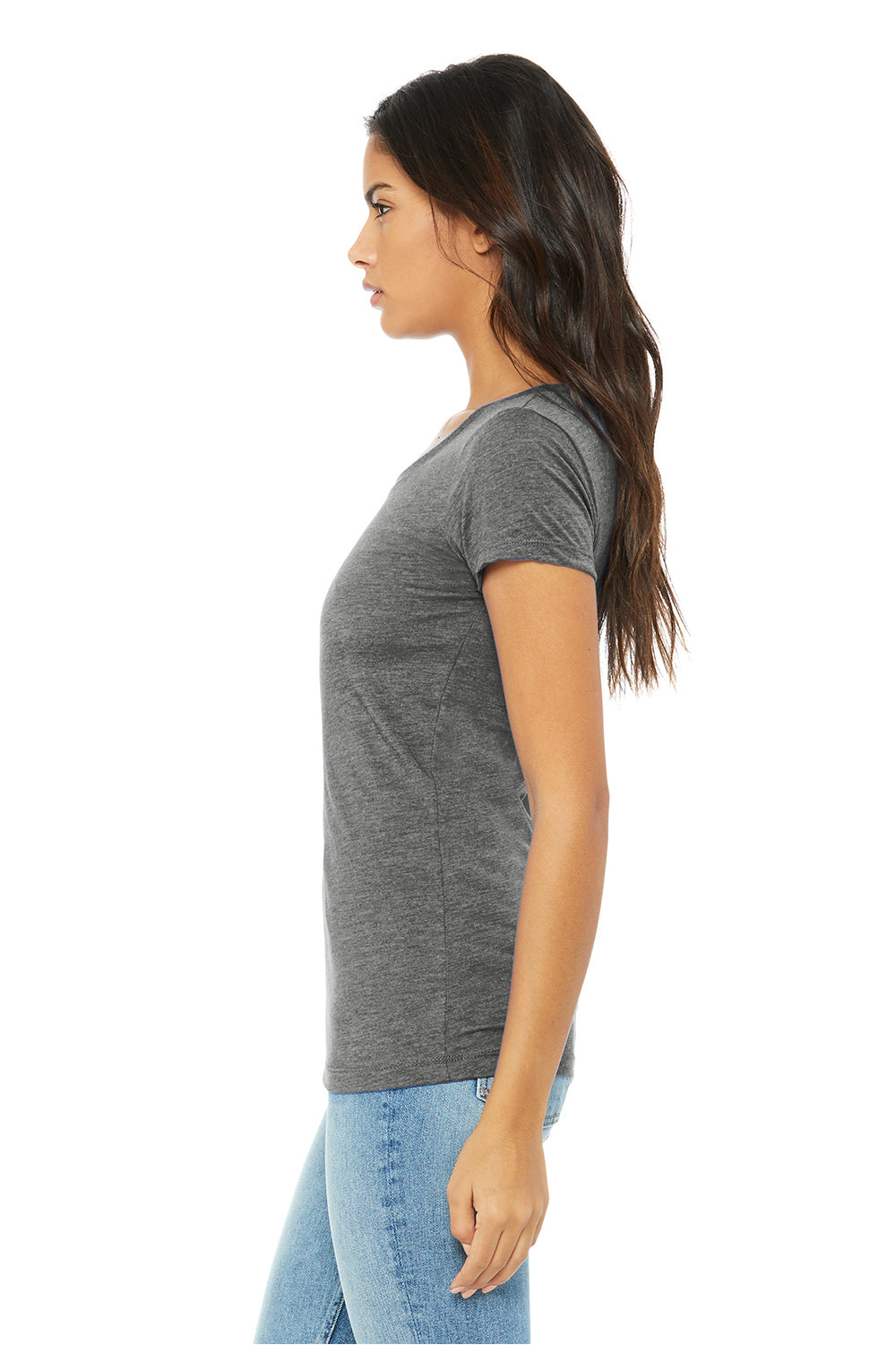 Bella + Canvas BC8413/B8413/8413 Womens Short Sleeve Crewneck T-Shirt Grey Model Side